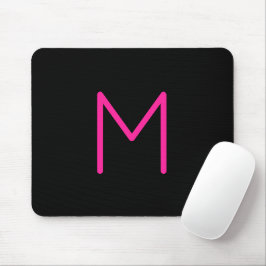 Moderne rosa und schwarze Monogramm Mousepad