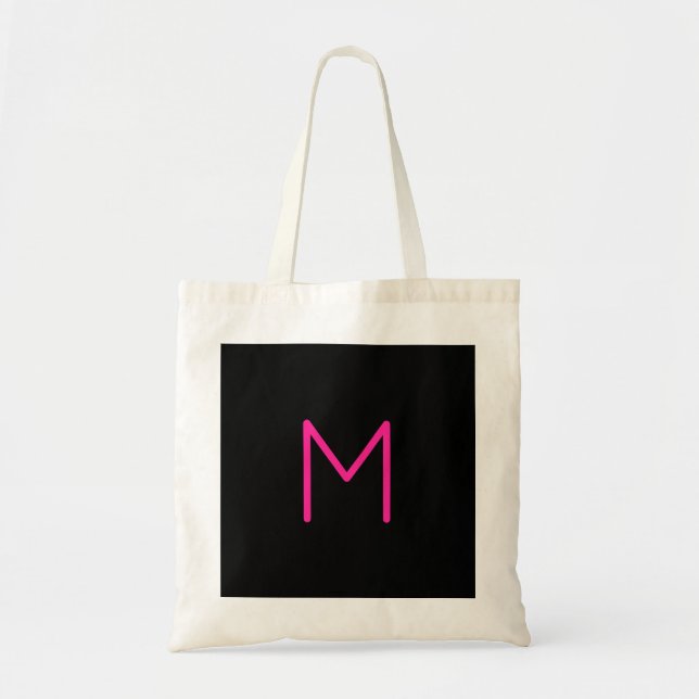 Moderne rosa und schwarze Monogramm Tragetasche (Vorne)