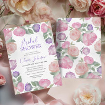 Moderne rosa und violette florale Brautparty-Einla