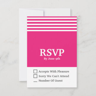 Moderne rosa und weiße Antwortkarte 3,5 x 3 Zoll RSVP Karte