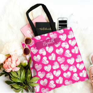 Moderne rosa und weiße gekritzelte Herz-Valentinsn
