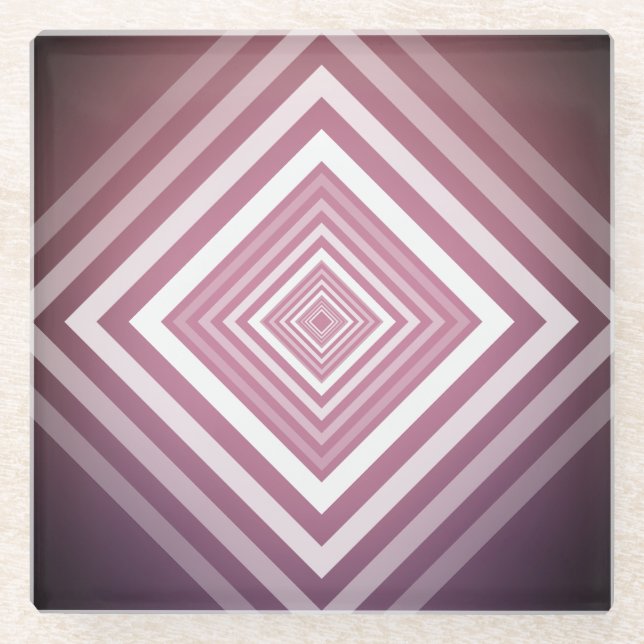 Moderne rosa und weiße Gravierplätze Glasuntersetzer (Vorderseite)