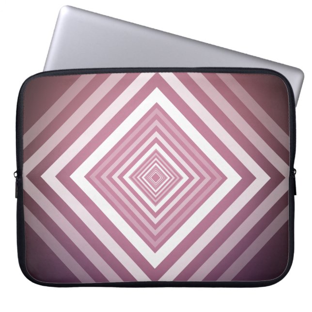 Moderne rosa und weiße Gravierplätze Laptopschutzhülle (Vorderseite)