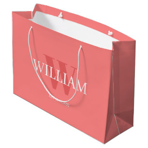 Moderne rosa und weiße minimalistische monogrammie große geschenktüte