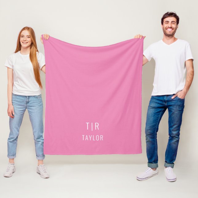 Moderne, rosa und weiße Monogramm elegant Fleecedecke (Beispiel)