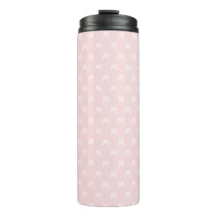 Moderne rosa und weiße Monogramm Thermosbecher