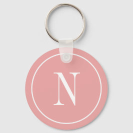 Moderne rosa und weiße Monogrammanfangsbuchstabe Schlüsselanhänger