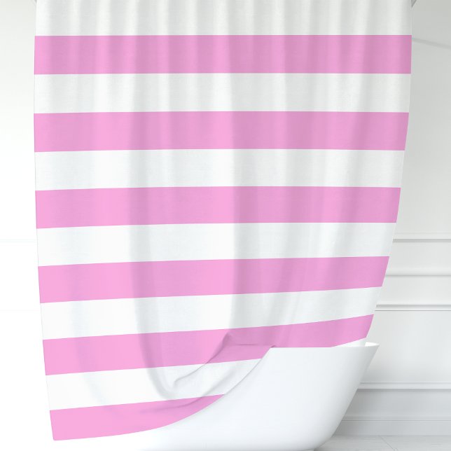 Moderne rosa und weiße Streifen Duschvorhang (Von Creator hochgeladen)