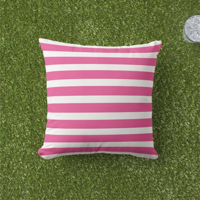 Moderne rosa und weiße Streifen Kissen (Golfball-Marker)