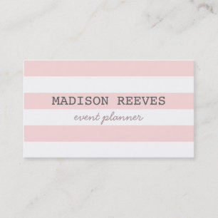 Moderne rosa und weiße Streifen Visitenkarte