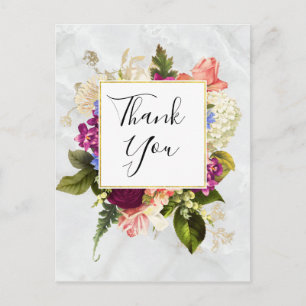 Moderne rosa und weiße Wasserfarben-Blumen-Dankesc Postkarte