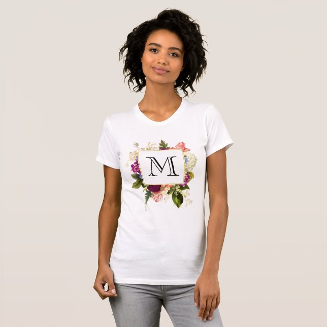Moderne rosa und weiße Wasserfarben Blumenstrauß T-Shirt (Vorne ganz)
