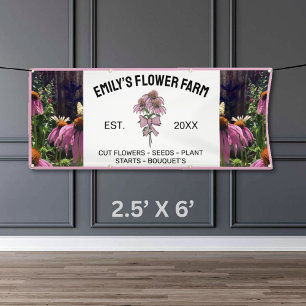 Moderne Rosa- und Weißfarm mit zwei Fotos Blume Banner