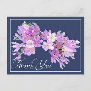 Moderne rosa violette Krokus-Blumenpracht Danke Postkarte