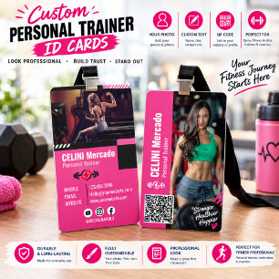 Moderne rosa Visitenkarte für Personal Trainer, in