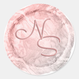 Moderne Rosa-Wachs-Siegel-Monogramm-Aufkleber Runder Aufkleber