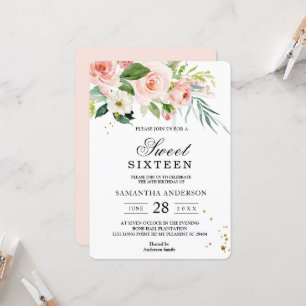 Moderne rosa Wasserfarbe Schönheit Blumen & Blätte Einladung