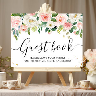 Moderne rosa Wasserfarbe Schönheit Blumen & Goldtr Poster