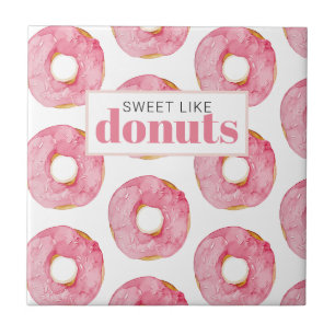 Moderne rosa Wasserfarbe süß wie Donuts Zitat Fliese