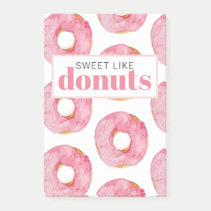 Moderne rosa Wasserfarbe Süß wie Donuts Zitat Post-it Klebezettel