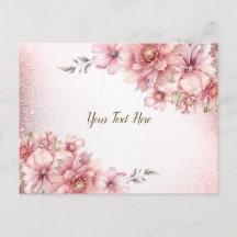 Moderne rosa Wasserfarben-Blumen mit glänzendem Gl