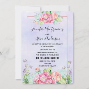 Moderne rosa Wasserfarben Blumenkuchen Hochzeit Einladung