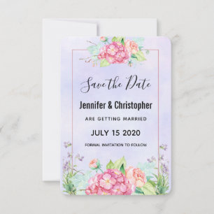 Moderne rosa Wasserfarben Blumenkuchen Hochzeit Save The Date