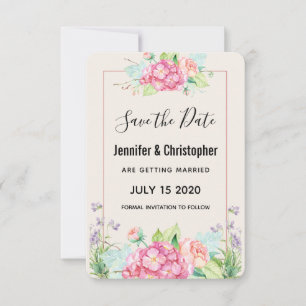 Moderne rosa Wasserfarben Blumenkuchen Hochzeit Save The Date