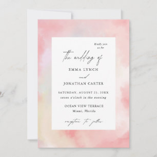 Moderne, rosa Wasserfarben Einladung zur Hochzeit