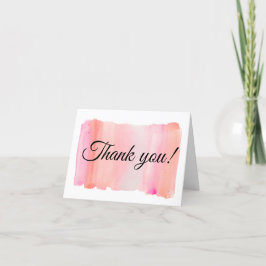 Moderne rosa Wasserfarben Pinselstriche Dankeskarte