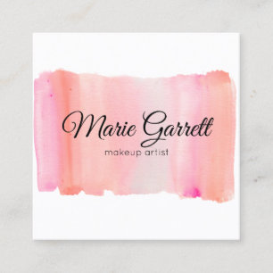 Moderne rosa Wasserfarben Pinselstriche Quadratische Visitenkarte