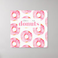 Moderne rosa Wasserfarben süß wie Donuts Zitat