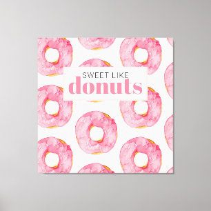 Moderne rosa Wasserfarben süß wie Donuts Zitat Leinwanddruck