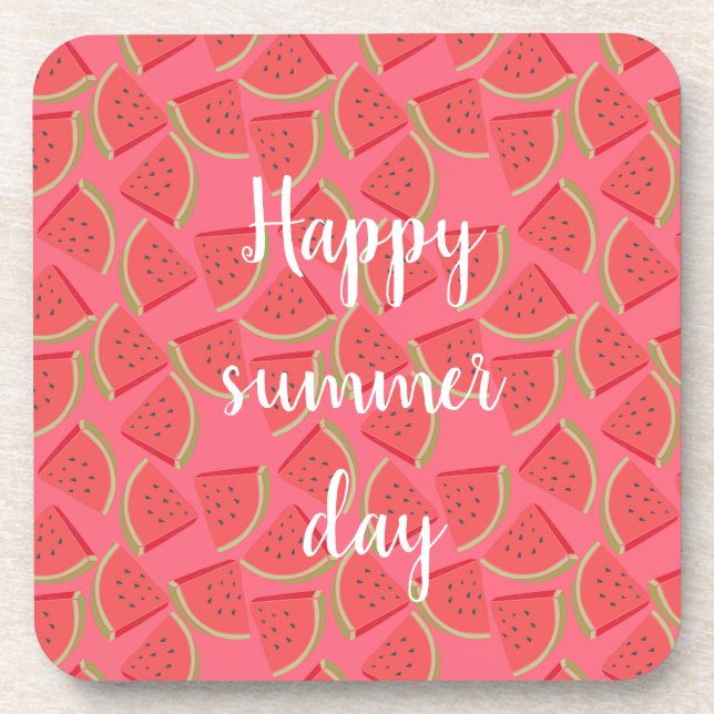 Moderne rosa Wassermelone, Sommer Getränkeuntersetzer (Vorderseite)