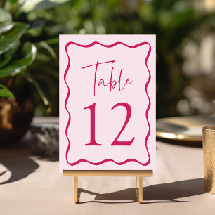 Moderne rosa Wavy Frame Wedding Tischnummer