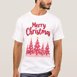Moderne, rosa Weihnachtsbäume "Frohe Weihnachten" T-Shirt