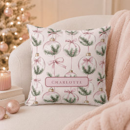 Moderne rosa Weihnachtsbaumkugel personalisierte K Kissen