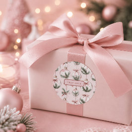 Moderne rosa Weihnachtsbaumkugel personalisierter Runder Aufkleber