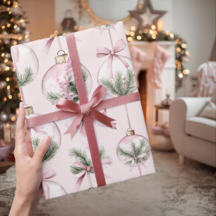Moderne rosa Weihnachtsbaumschmuck-Verpackungspapi Geschenkpapier