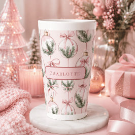 Moderne rosa Weihnachtsdekoration personalisiert Milchtasse
