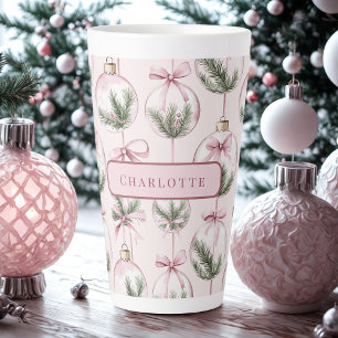Moderne rosa Weihnachtsdekoration personalisiert Milchtasse