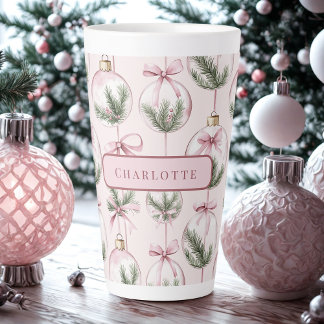 Moderne rosa Weihnachtsdekoration personalisiert Milchtasse