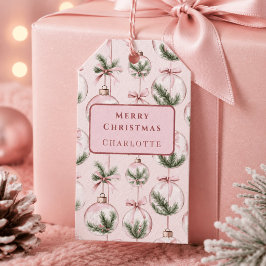 Moderne rosa Weihnachtsornament-Geschenkkarte Geschenkanhänger