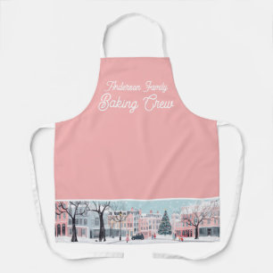 Moderne rosa Weihnachtsstadt Backen Crew Schürze