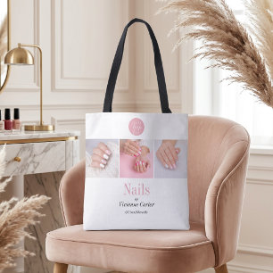Moderne Rosa Weiß Logo Foto Nagelstudio