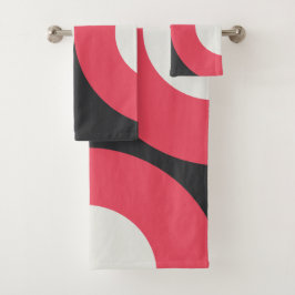 Moderne rosa Weiß und Grau des Mitteljahrhunderts Badhandtuch Set