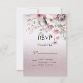 Moderne rosa, weiße, florale RSVP-Karte RSVP Karte