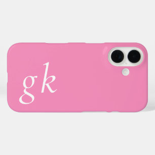Moderne rosa weiße Monogramm-Name iPhone 16 Hülle