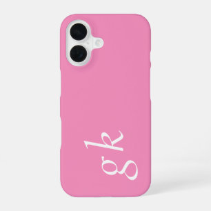 Moderne rosa weiße Monogramm-Name iPhone 16 Hülle
