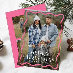 Moderne rosa wellige Rahmung Frohe Weihnachten 3 F